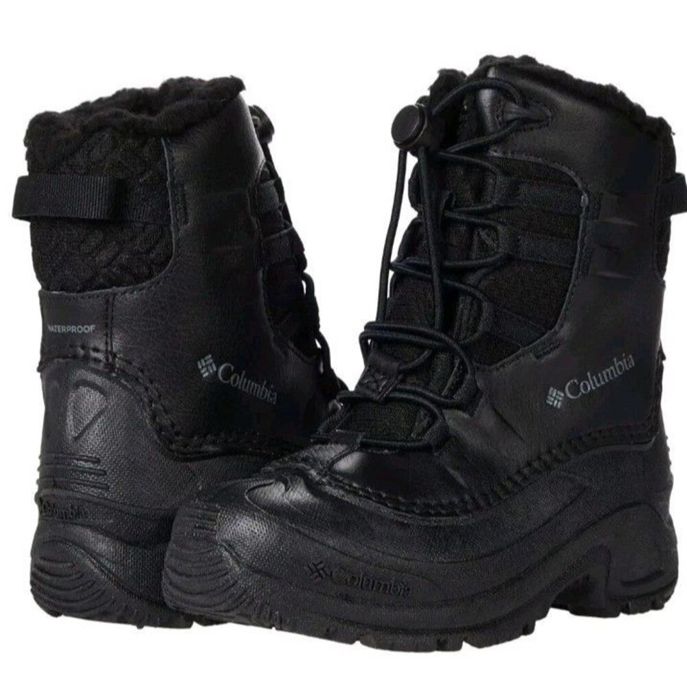 Columbia Bugaboot Celsius Youth Size 4 Black Waterproof Winter Snow Boots 400g